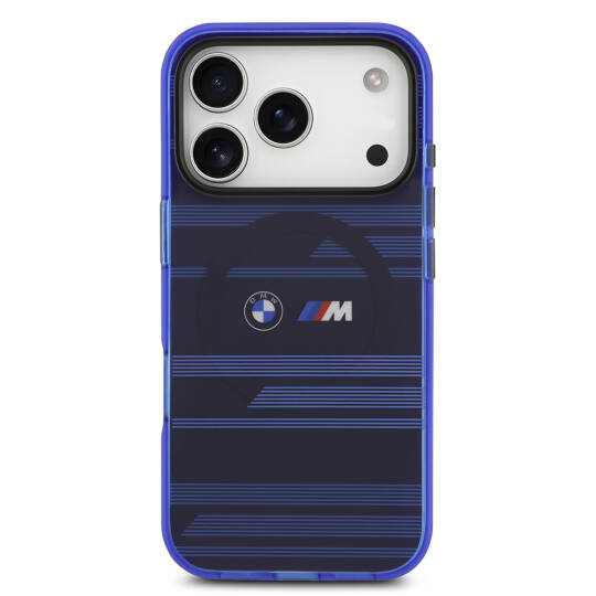Apple iPhone 17 Pro Kılıf BMW Orjinal Lisanslı M-safe Şarj Özellikli Metal Kamera Butonlu Yatay Şeritli M Dizayn Kapak - 6