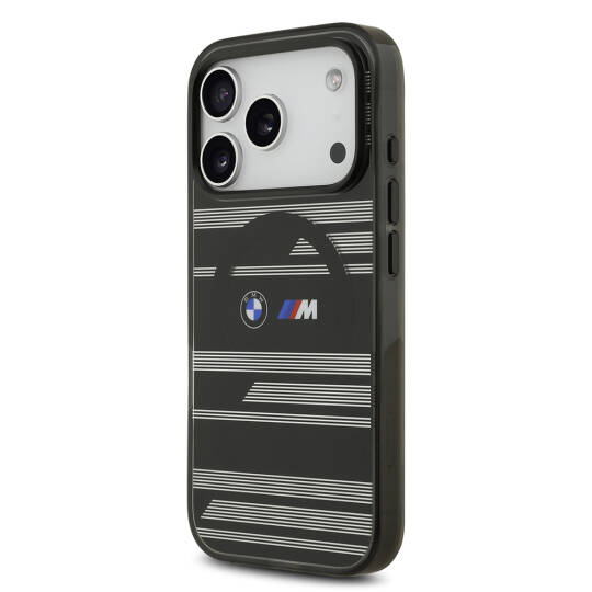 Apple iPhone 17 Pro Kılıf BMW Orjinal Lisanslı M-safe Şarj Özellikli Metal Kamera Butonlu Yatay Şeritli M Dizayn Kapak - 19