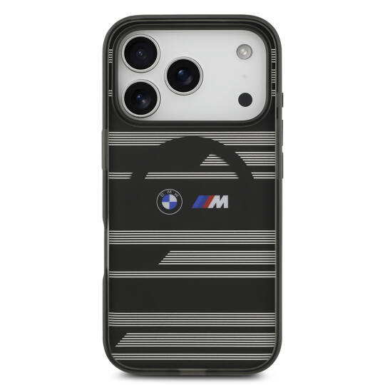 Apple iPhone 17 Pro Kılıf BMW Orjinal Lisanslı M-safe Şarj Özellikli Metal Kamera Butonlu Yatay Şeritli M Dizayn Kapak - 20
