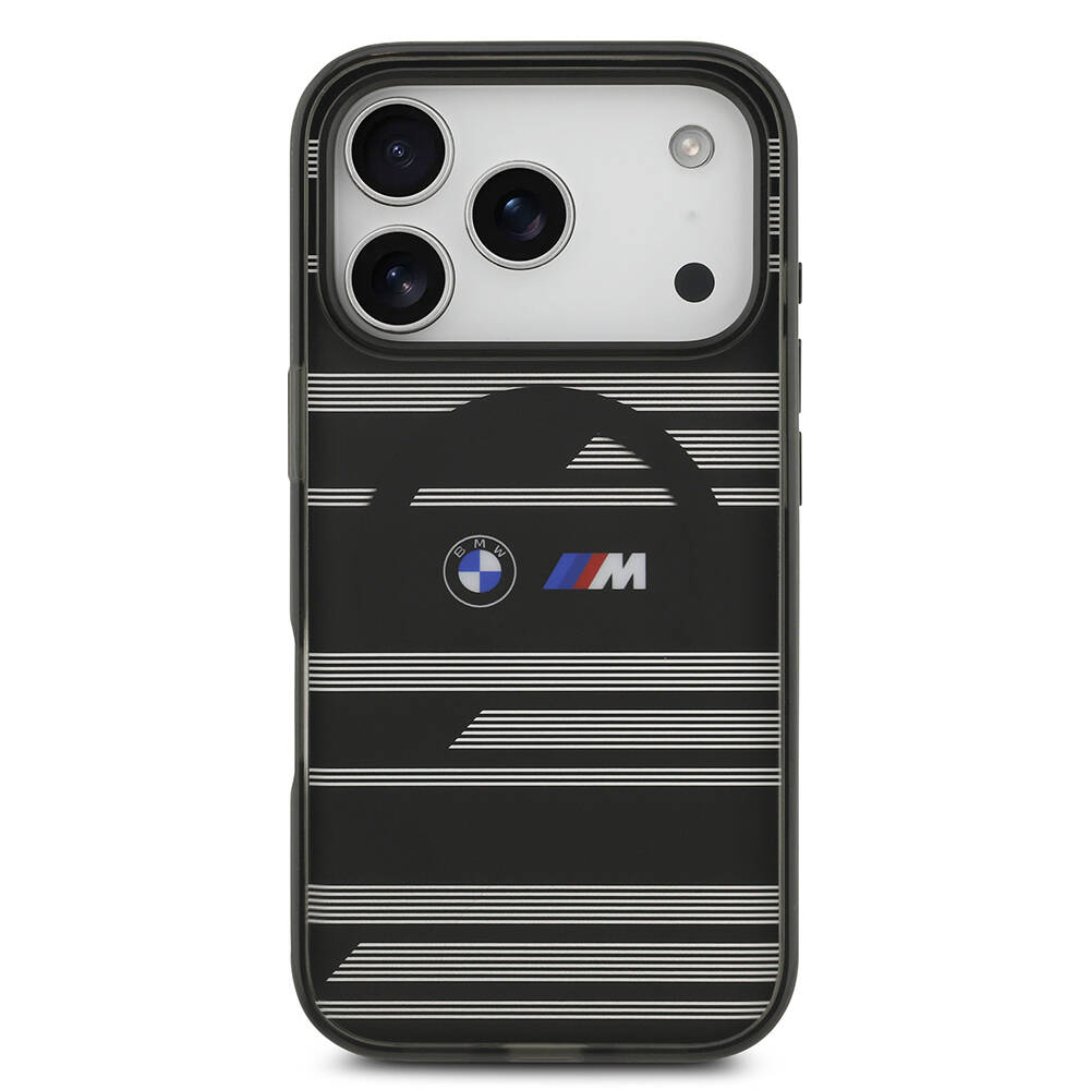 Apple iPhone 17 Pro Kılıf BMW Orjinal Lisanslı M-safe Şarj Özellikli Metal Kamera Butonlu Yatay Şeritli M Dizayn Kapak - 20