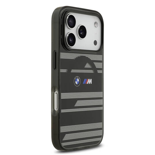 Apple iPhone 17 Pro Kılıf BMW Orjinal Lisanslı M-safe Şarj Özellikli Metal Kamera Butonlu Yatay Şeritli M Dizayn Kapak - 21