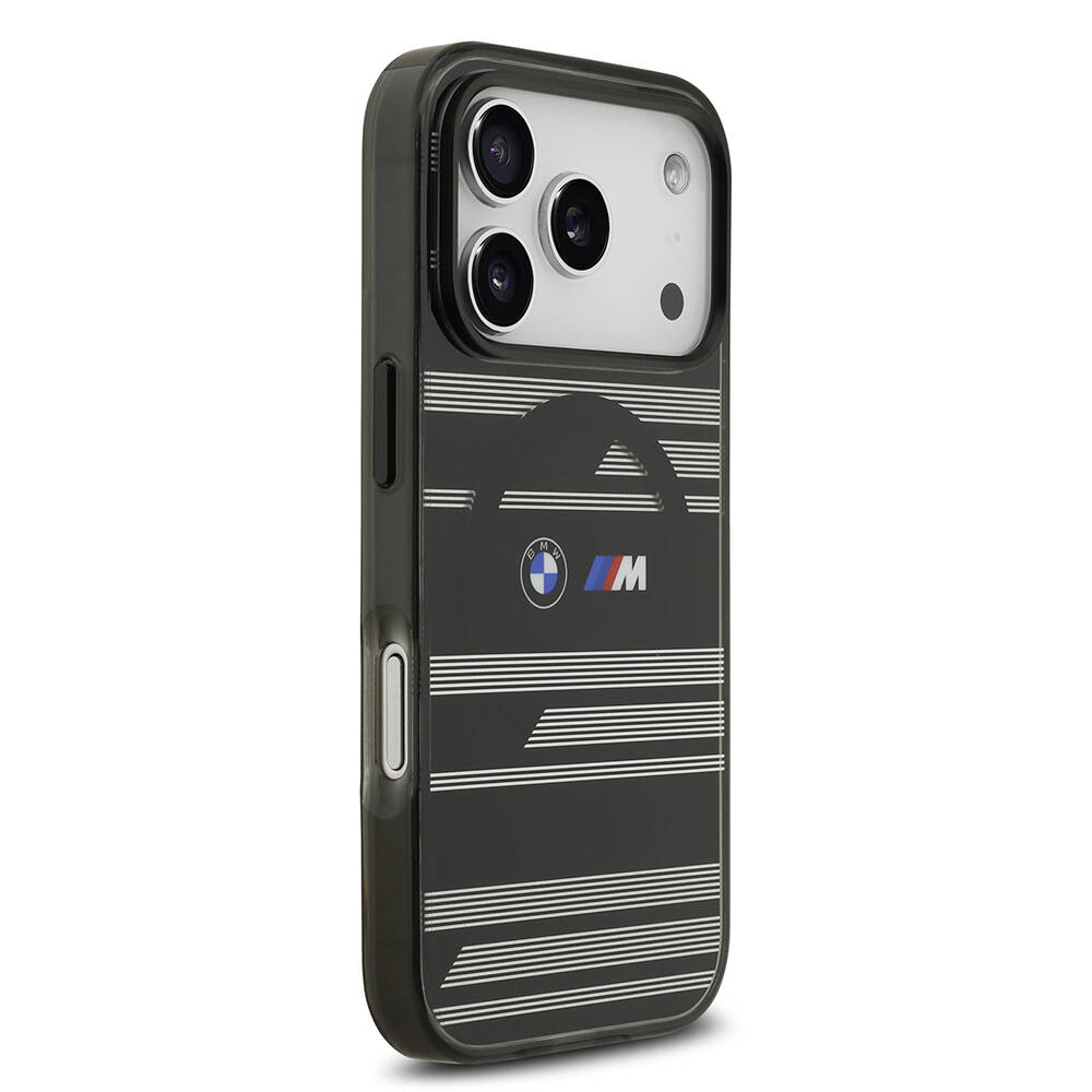 Apple iPhone 17 Pro Kılıf BMW Orjinal Lisanslı M-safe Şarj Özellikli Metal Kamera Butonlu Yatay Şeritli M Dizayn Kapak - 21