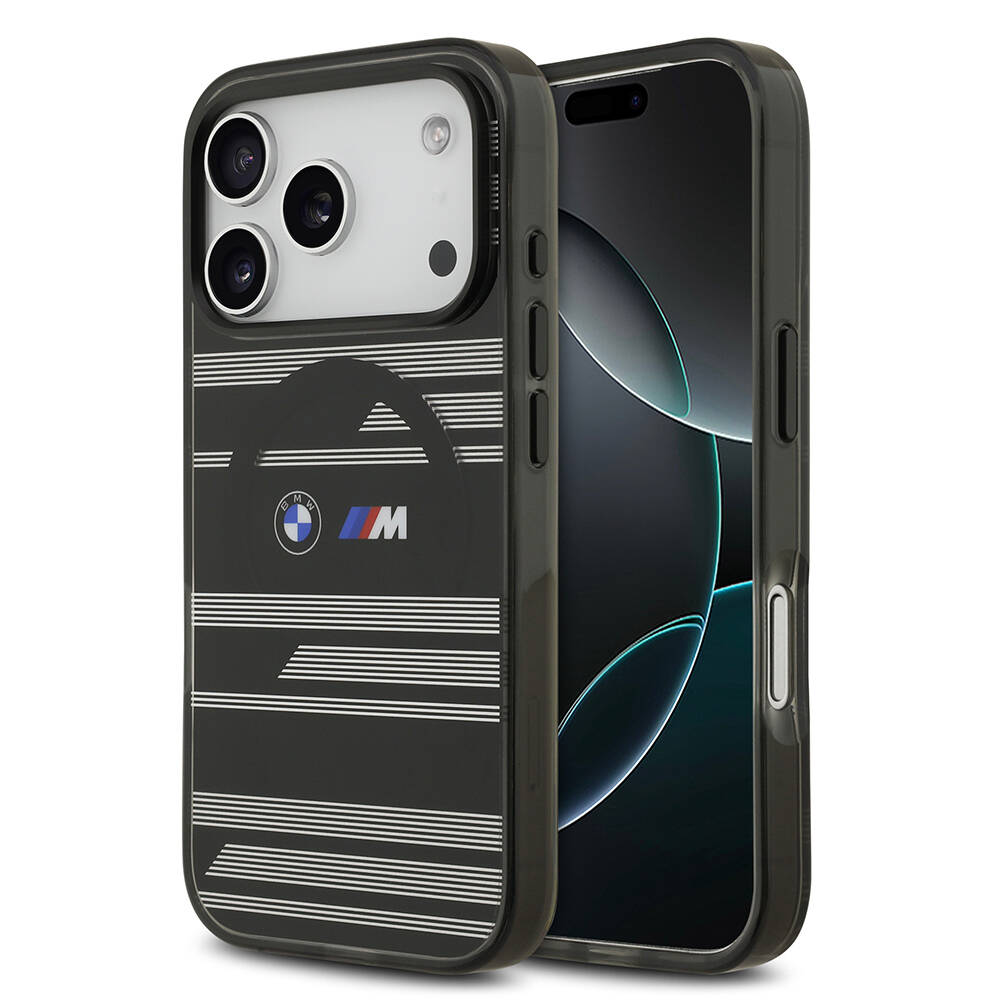 Apple iPhone 17 Pro Kılıf BMW Orjinal Lisanslı M-safe Şarj Özellikli Metal Kamera Butonlu Yatay Şeritli M Dizayn Kapak - 3