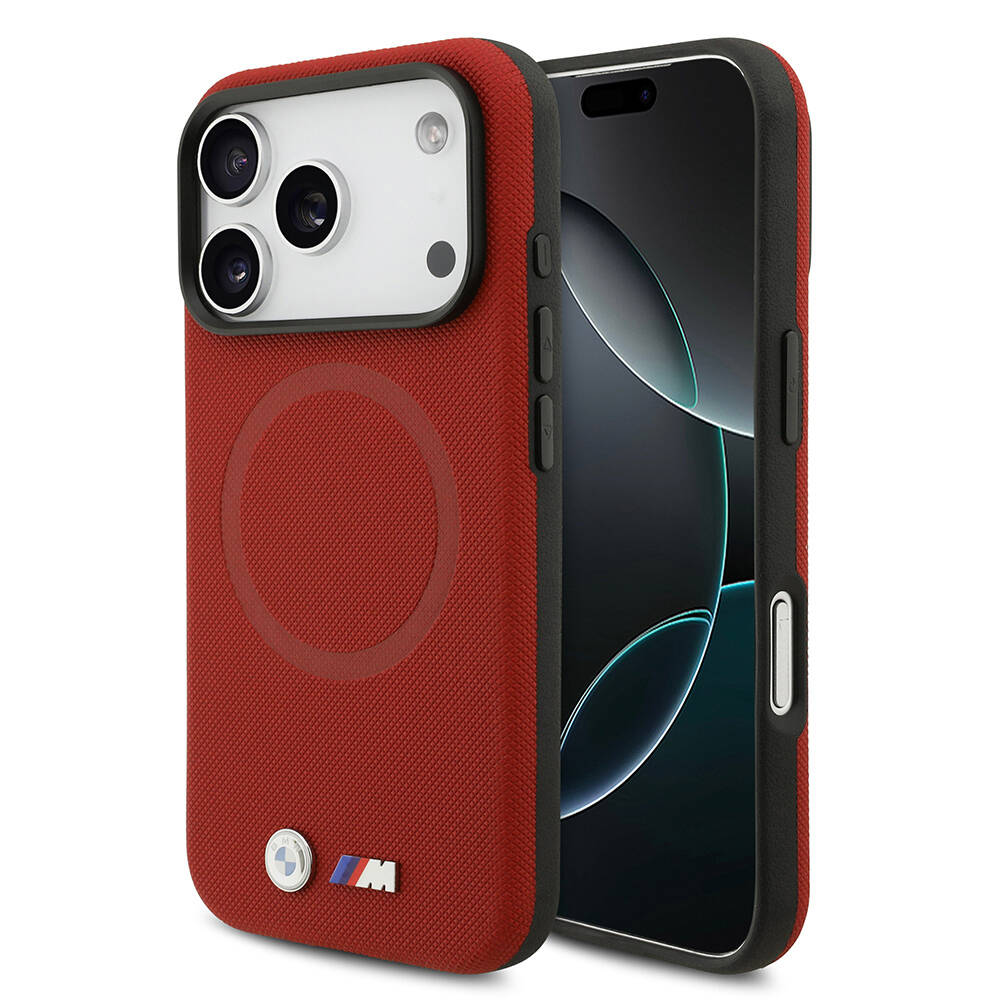 Apple iPhone 17 Pro Kılıf BMW Orjinal Lisanslı M-safe Şarj Özellikli Metal Logolu Delikli M Dizayn Deri Kapak - 6