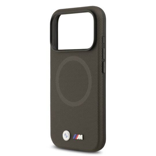 Apple iPhone 17 Pro Kılıf BMW Orjinal Lisanslı M-safe Şarj Özellikli Metal Logolu Delikli M Dizayn Deri Kapak - 17