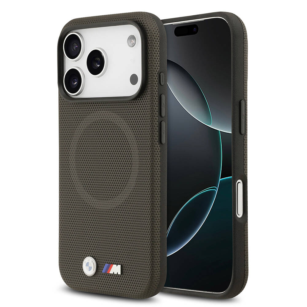 Apple iPhone 17 Pro Kılıf BMW Orjinal Lisanslı M-safe Şarj Özellikli Metal Logolu Delikli M Dizayn Deri Kapak - 5