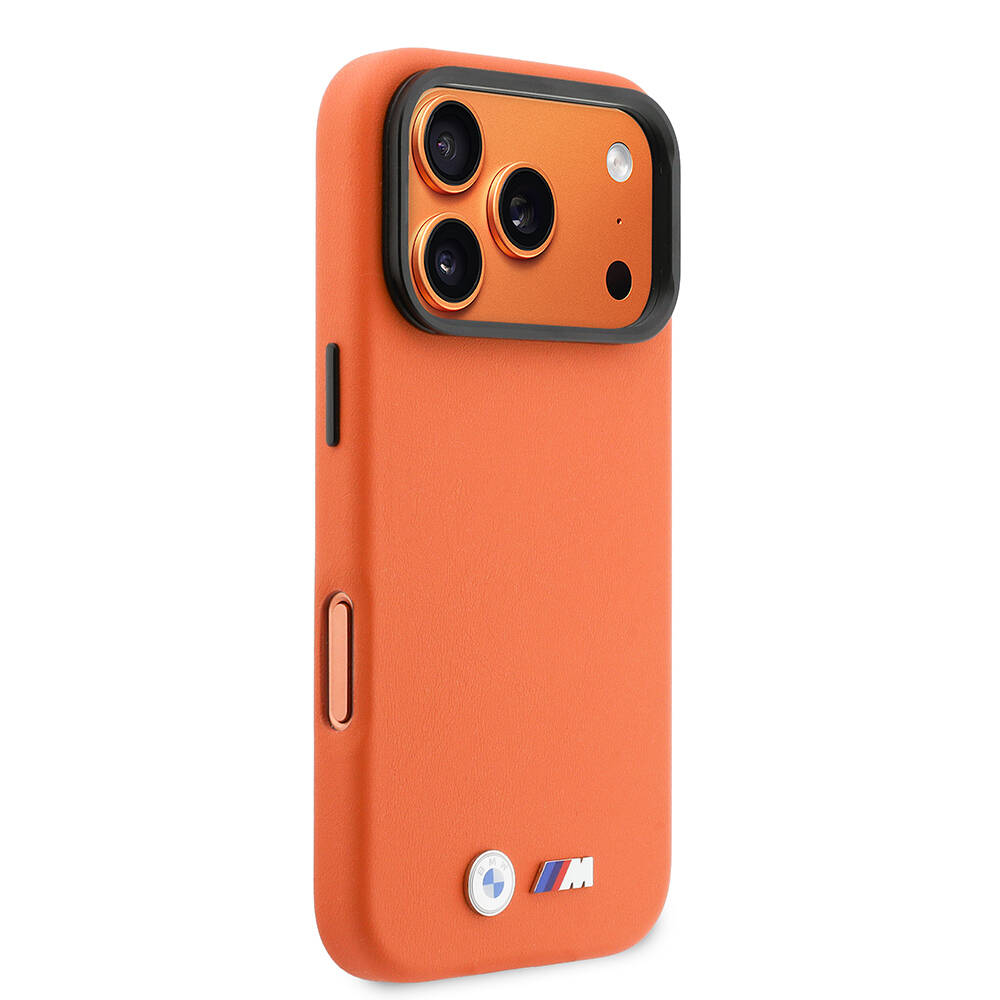 Apple iPhone 17 Pro Kılıf BMW Orjinal Lisanslı M-safe Şarj Özellikli Standlı Metal Kamera Çerçeveli M Logolu PU Deri Kapak - 4