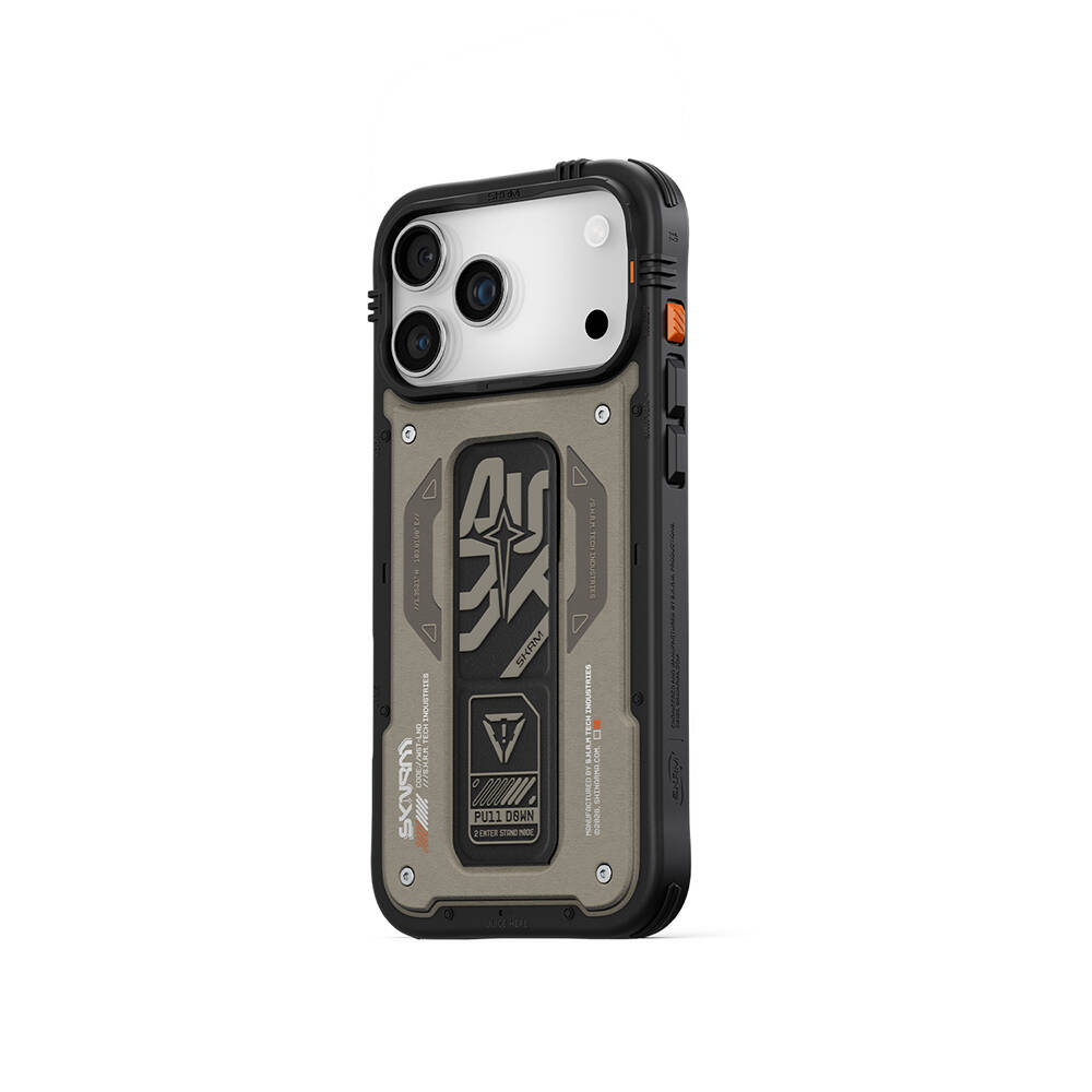 Apple iPhone 17 Pro Kılıf Desenli Airbag Tasarımlı Standlı Skinarma Aegis Kapak - 6