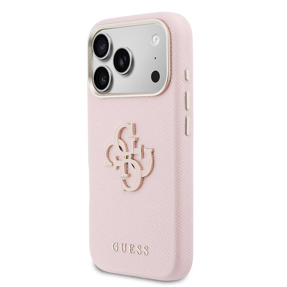 Apple iPhone 17 Pro Kılıf Guess Orjinal Lisanslı 4G Büyük Metal Kamera Çerçeveli PU Deri Resin Kapak - 26