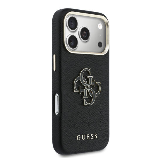 Apple iPhone 17 Pro Kılıf Guess Orjinal Lisanslı 4G Büyük Metal Kamera Çerçeveli PU Deri Resin Kapak - 20