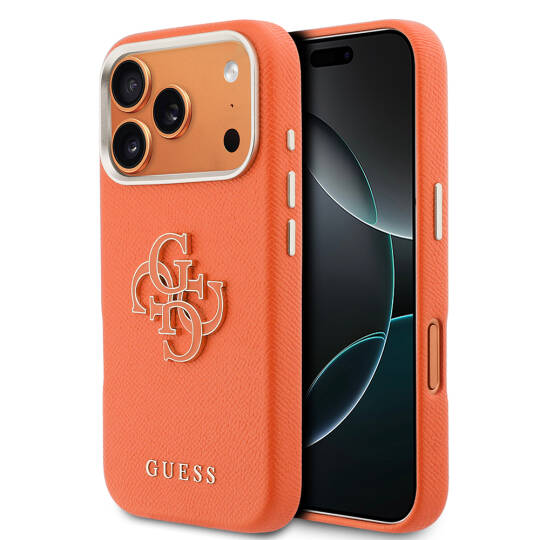 Apple iPhone 17 Pro Kılıf Guess Orjinal Lisanslı 4G Büyük Metal Kamera Çerçeveli PU Deri Resin Kapak - 9