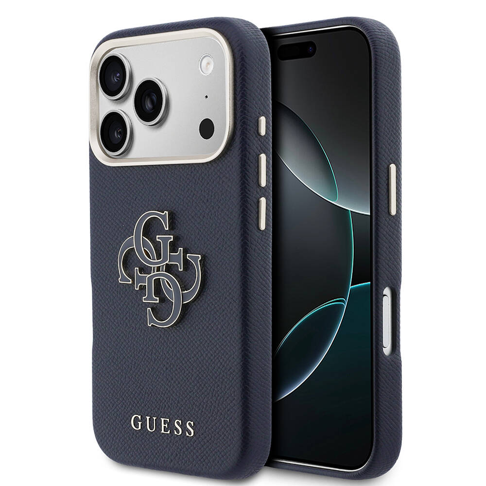 Apple iPhone 17 Pro Kılıf Guess Orjinal Lisanslı 4G Büyük Metal Kamera Çerçeveli PU Deri Resin Kapak - 1