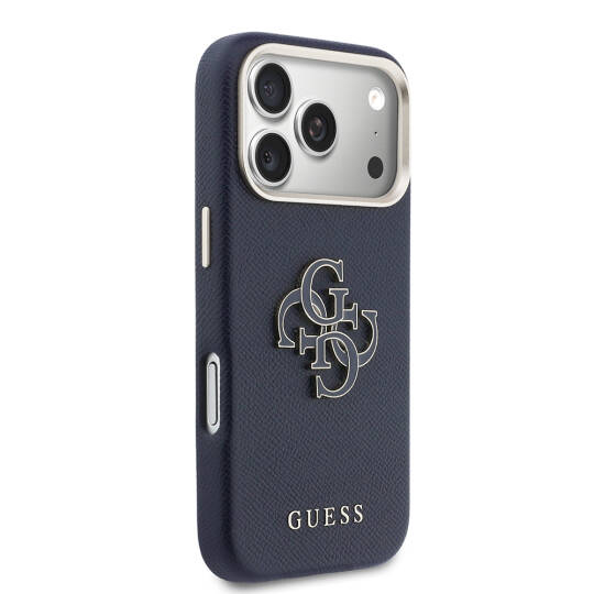 Apple iPhone 17 Pro Kılıf Guess Orjinal Lisanslı 4G Büyük Metal Kamera Çerçeveli PU Deri Resin Kapak - 4