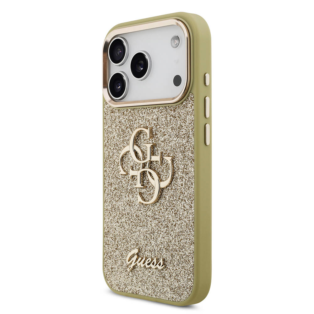 Apple iPhone 17 Pro Kılıf Guess Orjinal Lisanslı 4G Büyük Metal Kamera Çerçeveli ve Logolu Glitter Kapak - 6