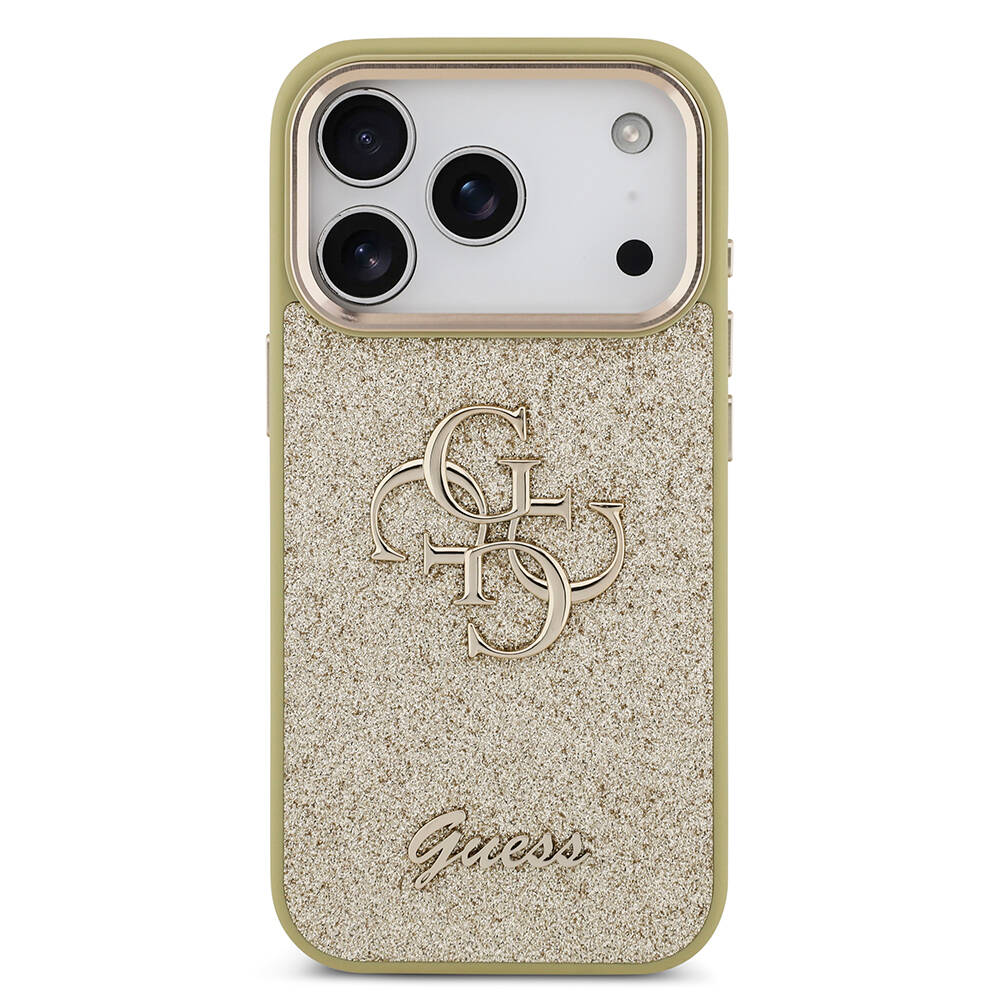 Apple iPhone 17 Pro Kılıf Guess Orjinal Lisanslı 4G Büyük Metal Kamera Çerçeveli ve Logolu Glitter Kapak - 7