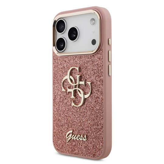 Apple iPhone 17 Pro Kılıf Guess Orjinal Lisanslı 4G Büyük Metal Kamera Çerçeveli ve Logolu Glitter Kapak - 20