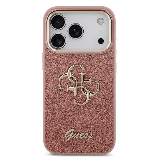 Apple iPhone 17 Pro Kılıf Guess Orjinal Lisanslı 4G Büyük Metal Kamera Çerçeveli ve Logolu Glitter Kapak - 21