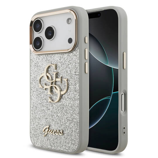 Apple iPhone 17 Pro Kılıf Guess Orjinal Lisanslı 4G Büyük Metal Kamera Çerçeveli ve Logolu Glitter Kapak - 2