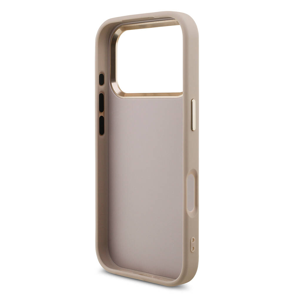 Apple iPhone 17 Pro Kılıf Guess Orjinal Lisanslı Gold Metal Kamera Çerçeveli 4G Desenli Metal Büyük 4G ve Yazı Logolu Kapak - 16
