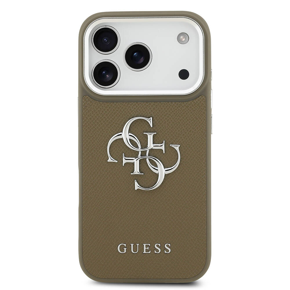 Apple iPhone 17 Pro Kılıf Guess Orjinal Lisanslı Grained 4G Metal Büyük Logolu Kapak - 4