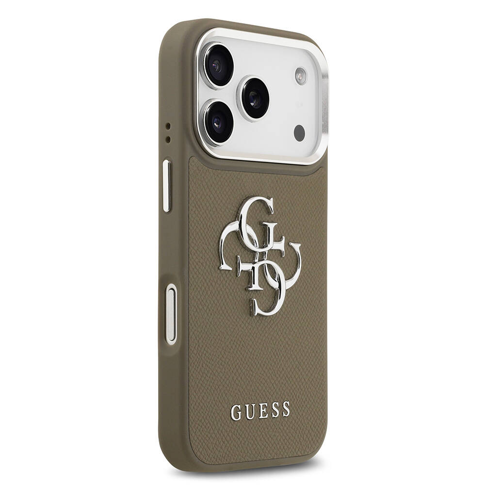 Apple iPhone 17 Pro Kılıf Guess Orjinal Lisanslı Grained 4G Metal Büyük Logolu Kapak - 5