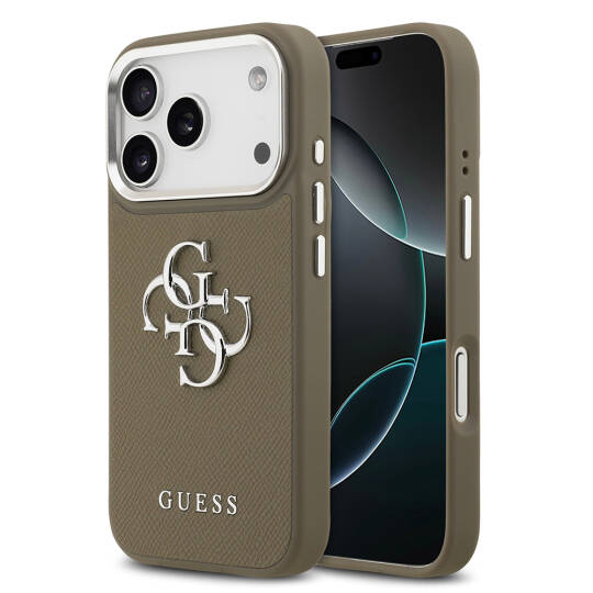 Apple iPhone 17 Pro Kılıf Guess Orjinal Lisanslı Grained 4G Metal Büyük Logolu Kapak - 1