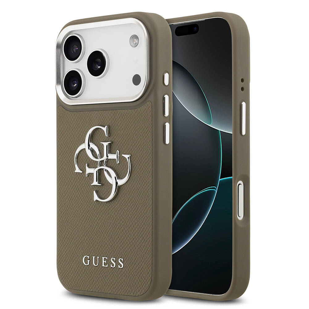 Apple iPhone 17 Pro Kılıf Guess Orjinal Lisanslı Grained 4G Metal Büyük Logolu Kapak - 1