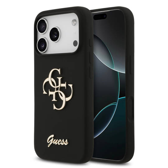 Apple iPhone 17 Pro Kılıf Guess Orjinal Lisanslı Grained Yazı Logolu Kapak - 5