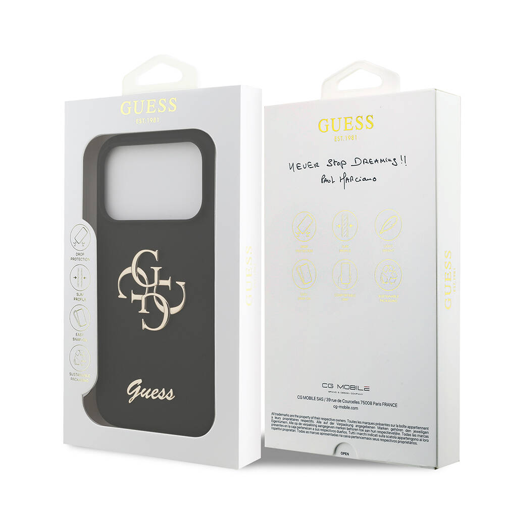 Apple iPhone 17 Pro Kılıf Guess Orjinal Lisanslı Grained Yazı Logolu Kapak - 12
