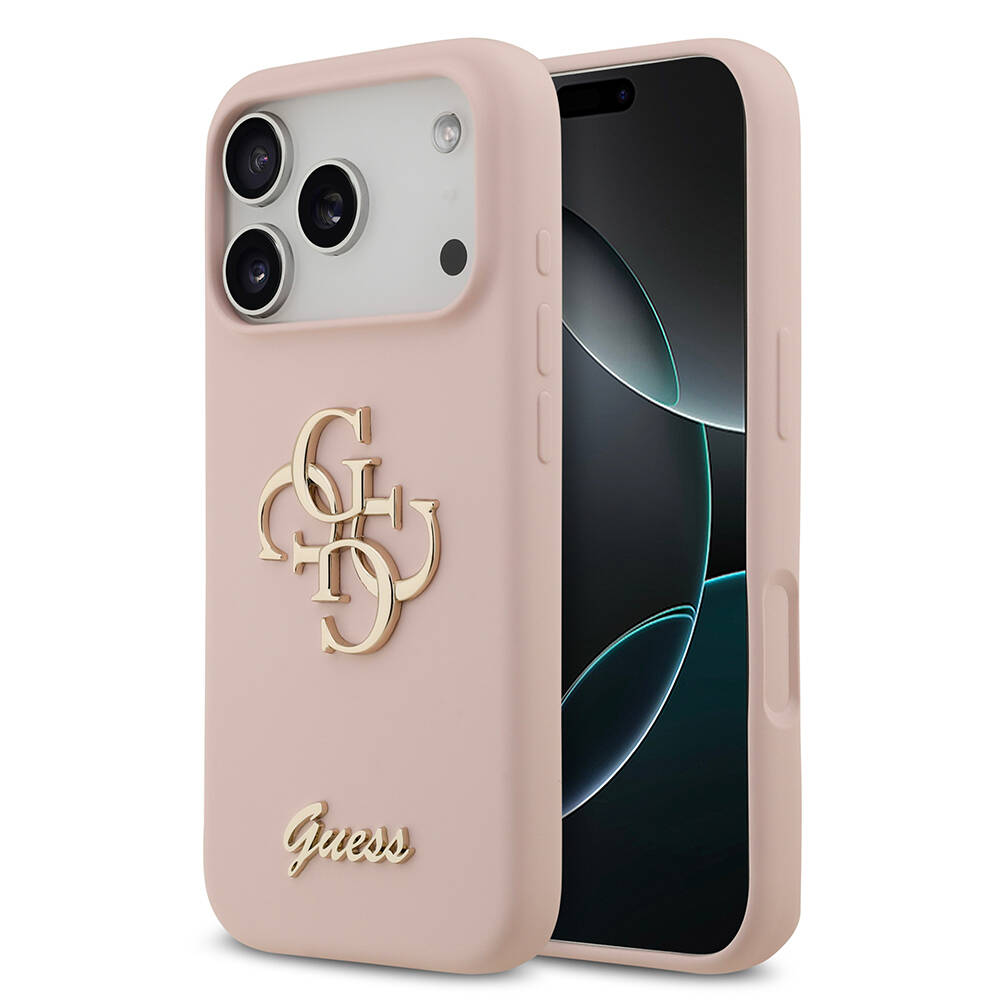 Apple iPhone 17 Pro Kılıf Guess Orjinal Lisanslı Grained Yazı Logolu Kapak - 3