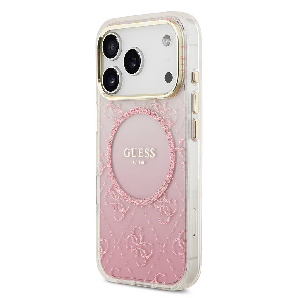 Apple iPhone 17 Pro Kılıf Guess Orjinal Lisanslı M-safe Şarj Özellikli 4G Desenli Simli Silikon Kapak - 5