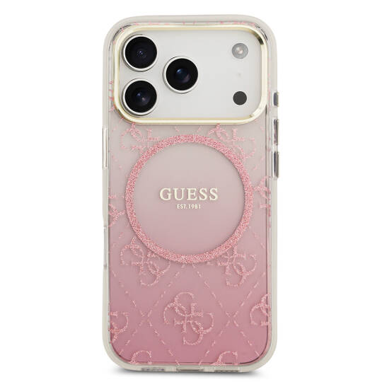 Apple iPhone 17 Pro Kılıf Guess Orjinal Lisanslı M-safe Şarj Özellikli 4G Desenli Simli Silikon Kapak - 6