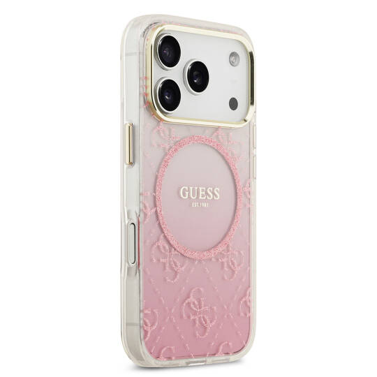 Apple iPhone 17 Pro Kılıf Guess Orjinal Lisanslı M-safe Şarj Özellikli 4G Desenli Simli Silikon Kapak - 7