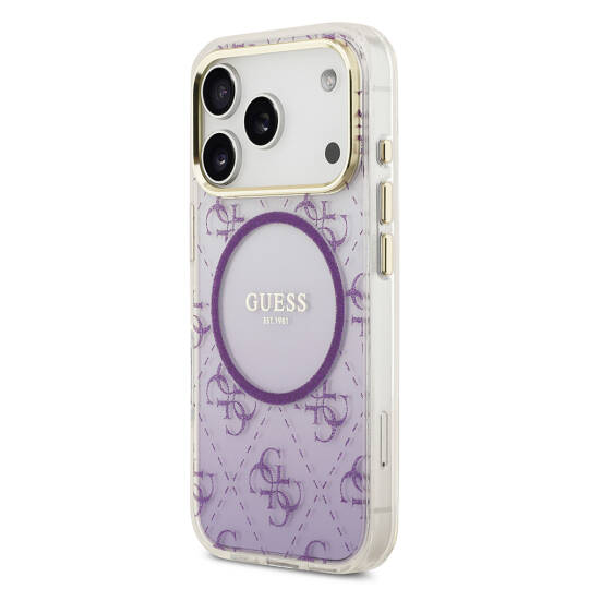 Apple iPhone 17 Pro Kılıf Guess Orjinal Lisanslı M-safe Şarj Özellikli 4G Desenli Simli Silikon Kapak - 11