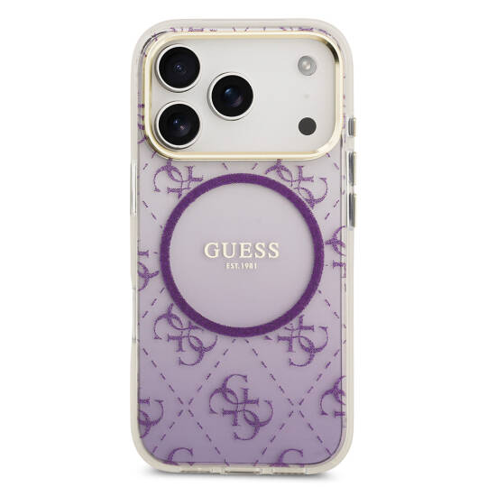 Apple iPhone 17 Pro Kılıf Guess Orjinal Lisanslı M-safe Şarj Özellikli 4G Desenli Simli Silikon Kapak - 12