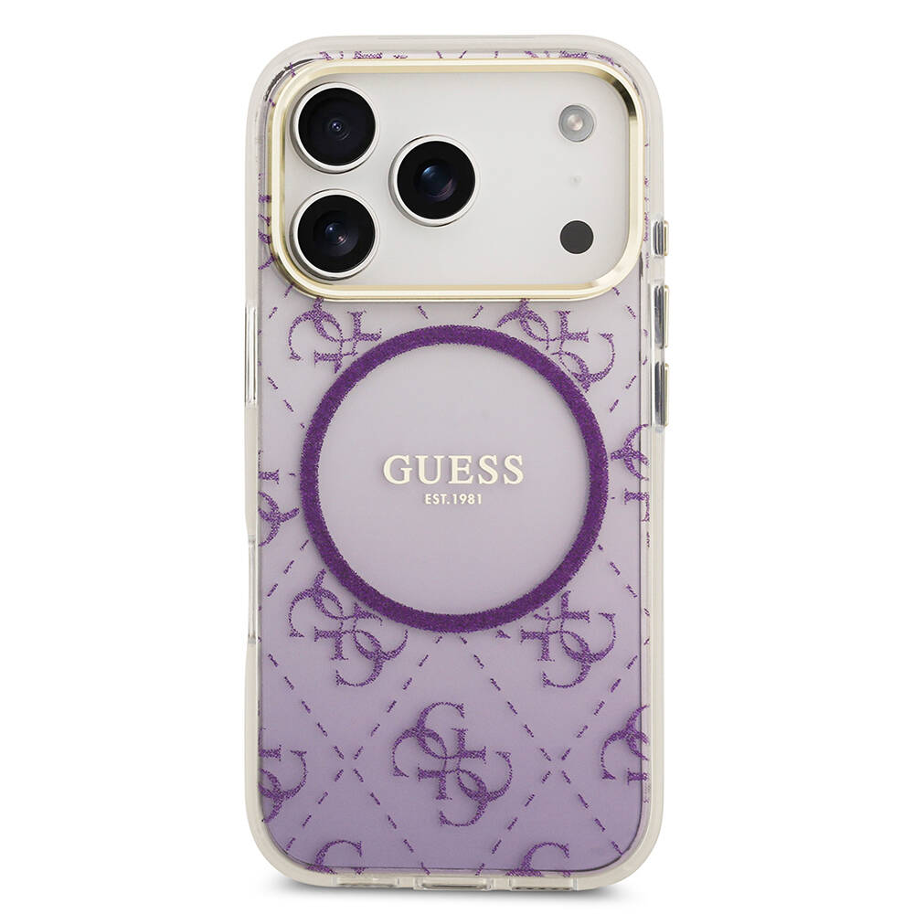 Apple iPhone 17 Pro Kılıf Guess Orjinal Lisanslı M-safe Şarj Özellikli 4G Desenli Simli Silikon Kapak - 12