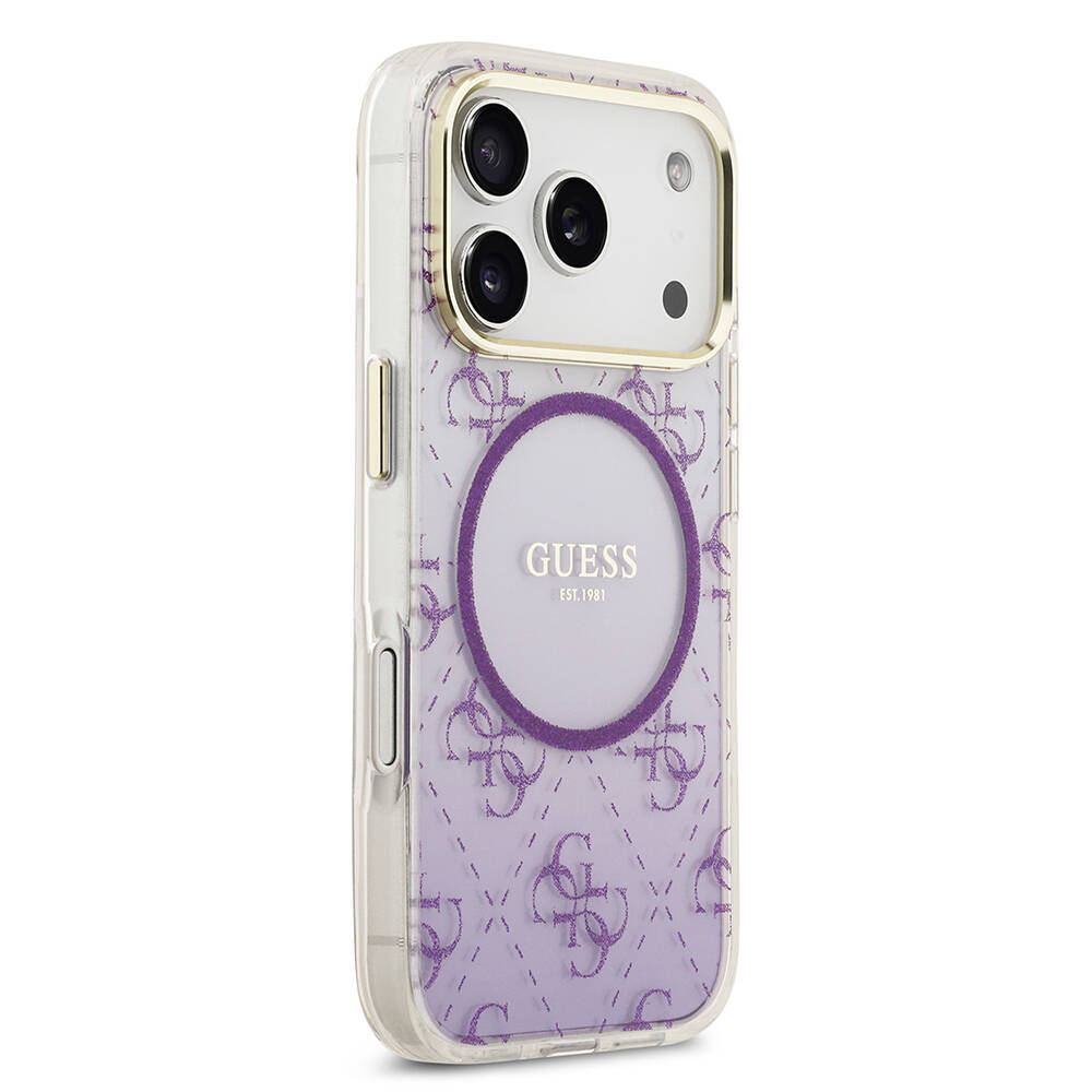 Apple iPhone 17 Pro Kılıf Guess Orjinal Lisanslı M-safe Şarj Özellikli 4G Desenli Simli Silikon Kapak - 13