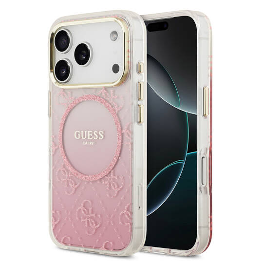 Apple iPhone 17 Pro Kılıf Guess Orjinal Lisanslı M-safe Şarj Özellikli 4G Desenli Simli Silikon Kapak - 3