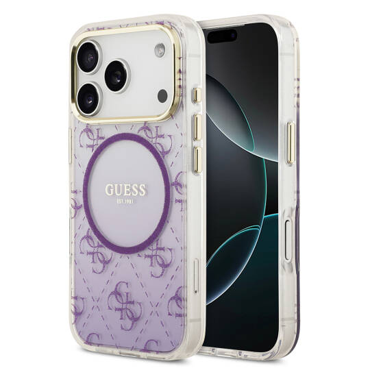 Apple iPhone 17 Pro Kılıf Guess Orjinal Lisanslı M-safe Şarj Özellikli 4G Desenli Simli Silikon Kapak - 2