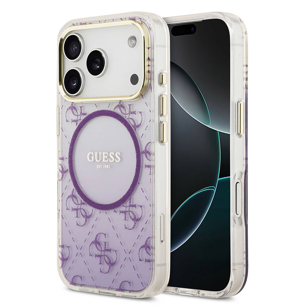 Apple iPhone 17 Pro Kılıf Guess Orjinal Lisanslı M-safe Şarj Özellikli 4G Desenli Simli Silikon Kapak - 2