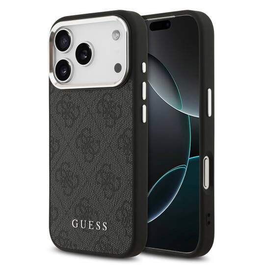 Apple iPhone 17 Pro Kılıf Guess Orjinal Lisanslı M-safe Şarj Özellikli 4G Klasik Yazı Logolu Kapak - 3