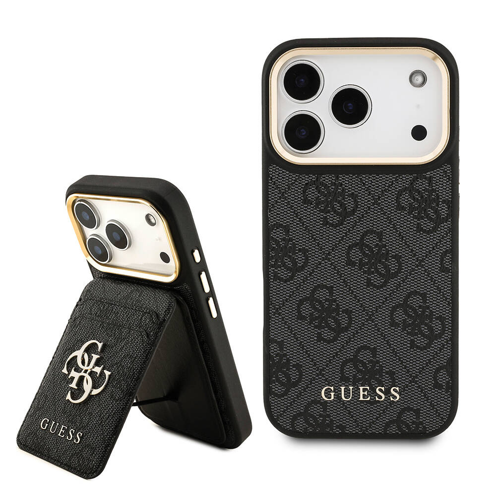 Apple iPhone 17 Pro Kılıf Guess Orjinal Lisanslı M-safe Şarj Özellikli 4G Metal Büyük Logolu Kartlıklı Kapak - 3