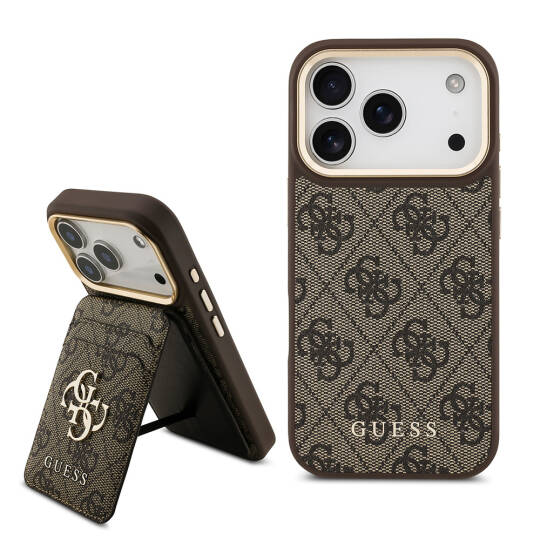 Apple iPhone 17 Pro Kılıf Guess Orjinal Lisanslı M-safe Şarj Özellikli 4G Metal Büyük Logolu Kartlıklı Kapak - 1