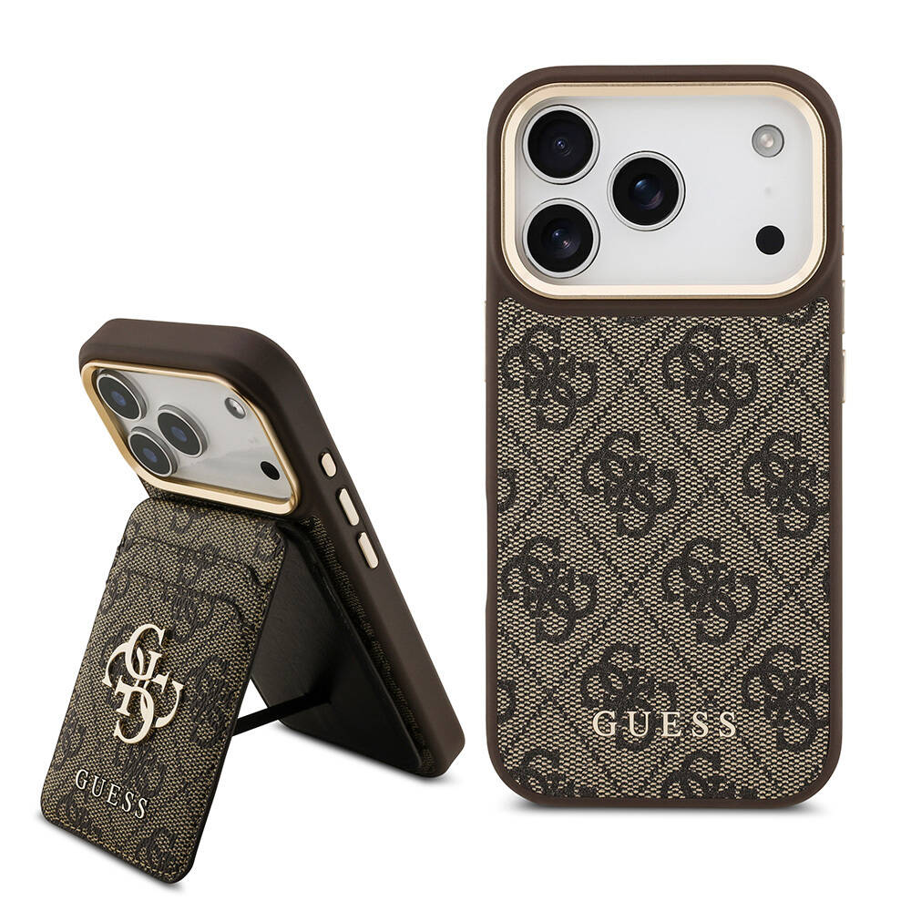 Apple iPhone 17 Pro Kılıf Guess Orjinal Lisanslı M-safe Şarj Özellikli 4G Metal Büyük Logolu Kartlıklı Kapak - 1