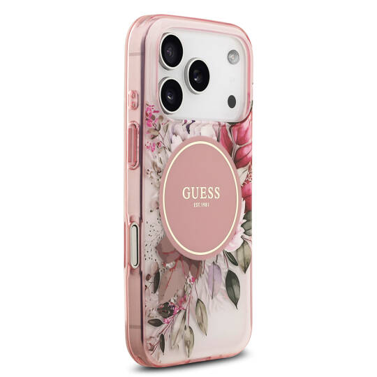 Apple iPhone 17 Pro Kılıf Guess Orjinal Lisanslı M-safe Şarj Özellikli Flower Tonal Circle Kapak - 7