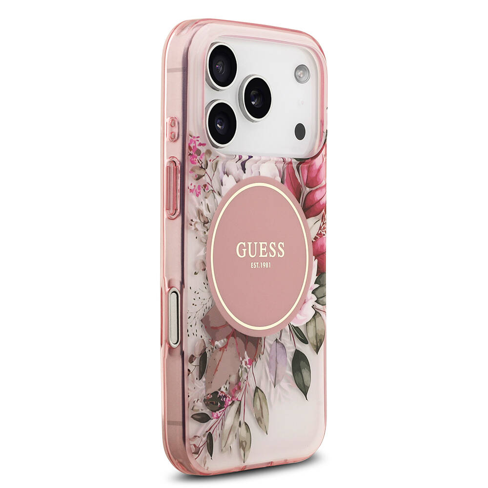 Apple iPhone 17 Pro Kılıf Guess Orjinal Lisanslı M-safe Şarj Özellikli Flower Tonal Circle Kapak - 7