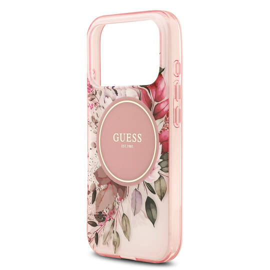 Apple iPhone 17 Pro Kılıf Guess Orjinal Lisanslı M-safe Şarj Özellikli Flower Tonal Circle Kapak - 9