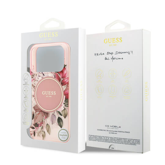Apple iPhone 17 Pro Kılıf Guess Orjinal Lisanslı M-safe Şarj Özellikli Flower Tonal Circle Kapak - 11