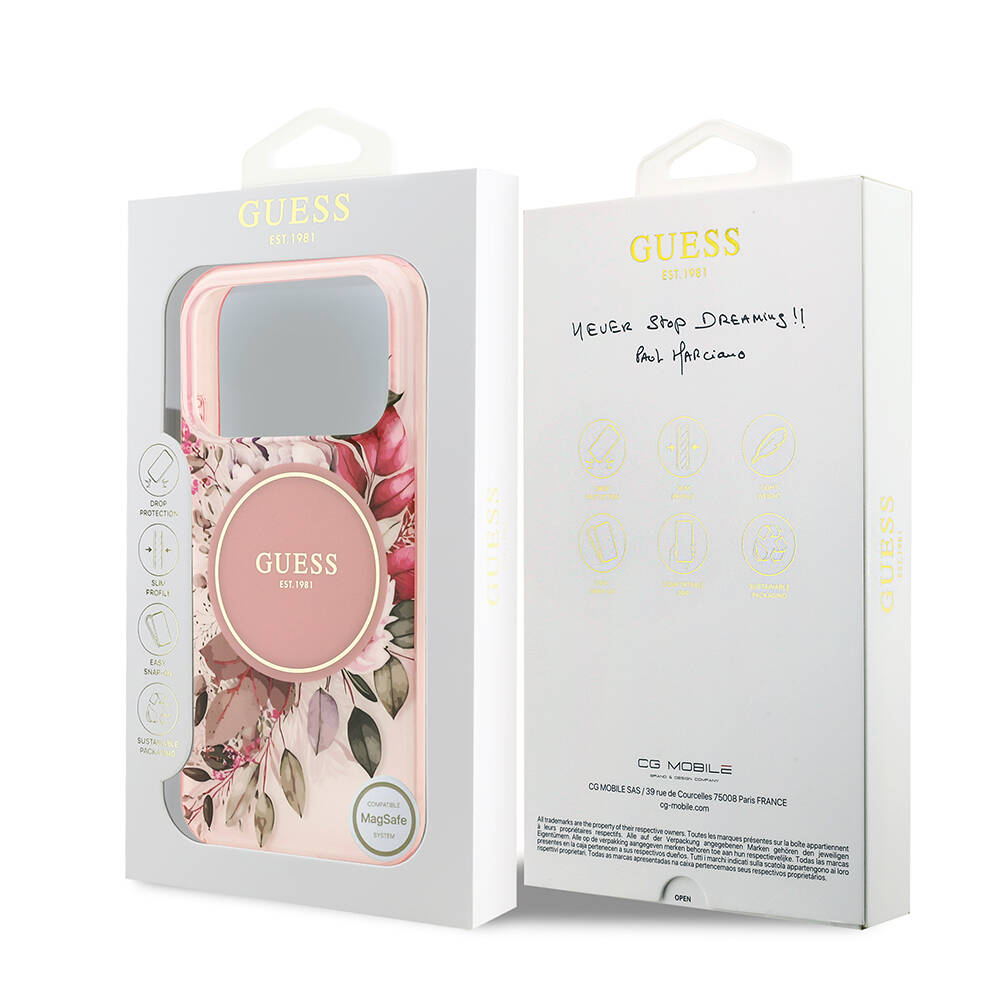 Apple iPhone 17 Pro Kılıf Guess Orjinal Lisanslı M-safe Şarj Özellikli Flower Tonal Circle Kapak - 11