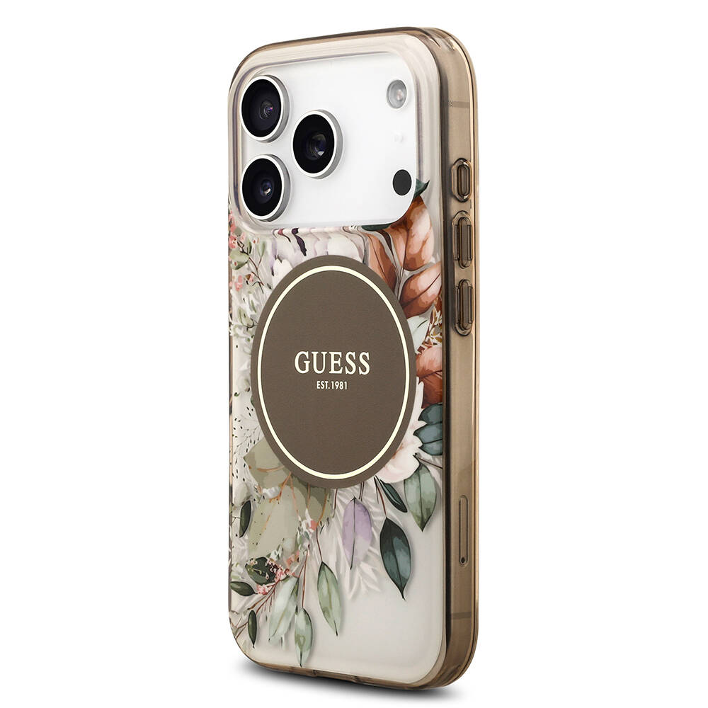 Apple iPhone 17 Pro Kılıf Guess Orjinal Lisanslı M-safe Şarj Özellikli Flower Tonal Circle Kapak - 12